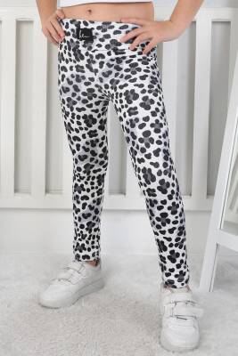 Kız Çocuk Füme Leopar Desenli Tayt - 26802 - 2