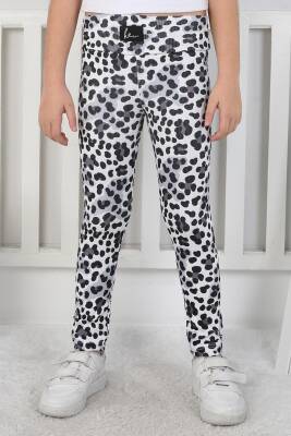 Kız Çocuk Füme Leopar Desenli Tayt - 26802 - 3