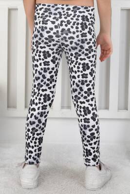 Kız Çocuk Füme Leopar Desenli Tayt - 26802 - 4