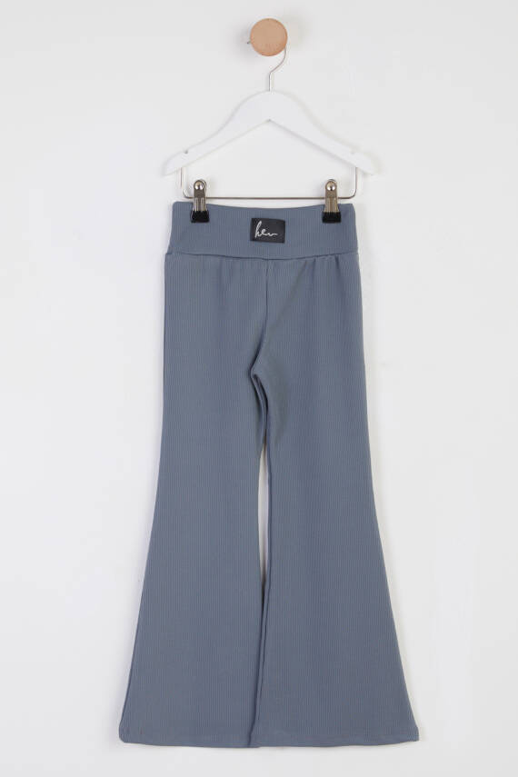 Kız Çocuk Füme Şardonlu İspanyol Paça Pantolon - 26467 - 1
