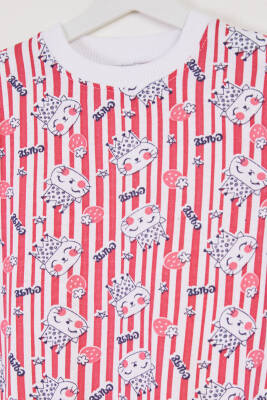Kız Çocuk Fuşya Baskılı Pijama Takımı - 26449 - 2