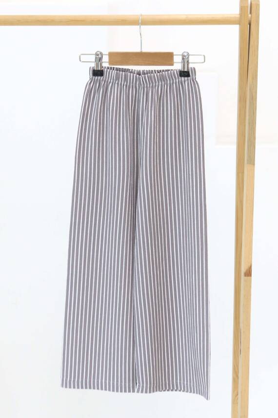 Kız Çocuk Gri Çizgili Pantolon - 27306 - 1