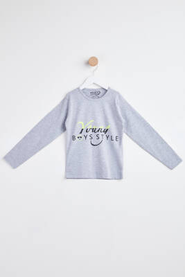 Kız Çocuk Gri Uzun Kol Baskılı sweatshirt - 24267 