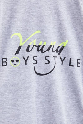 Kız Çocuk Gri Uzun Kol Baskılı sweatshirt - 24267 - 2