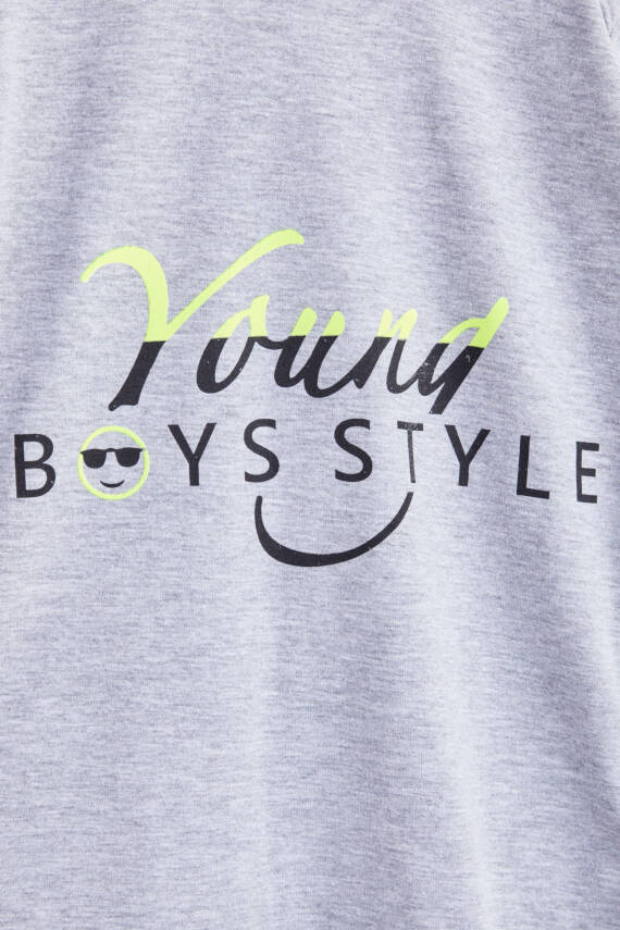 Kız Çocuk Gri Uzun Kol Baskılı sweatshirt - 24267 - 2