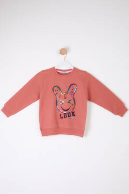Kız Çocuk Gül Gülen Yüz Sweatshirt - 26107 - 1