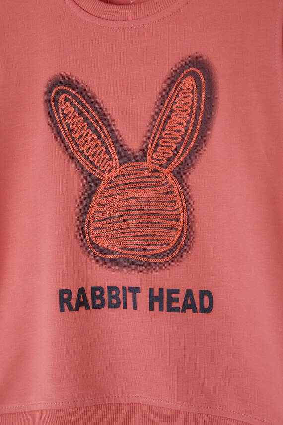 Kız Çocuk Gül Tavşan Sweatshirt - 26101 - 2