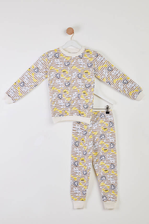Kız Çocuk Kahve Baskılı Pijama Takımı - 26310 - 1