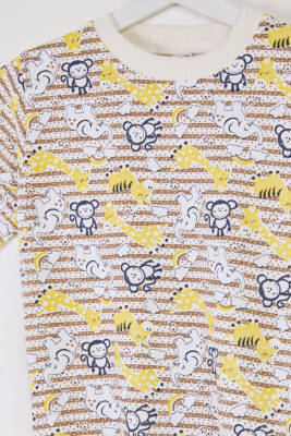 Kız Çocuk Kahve Baskılı Pijama Takımı - 26310 - 2