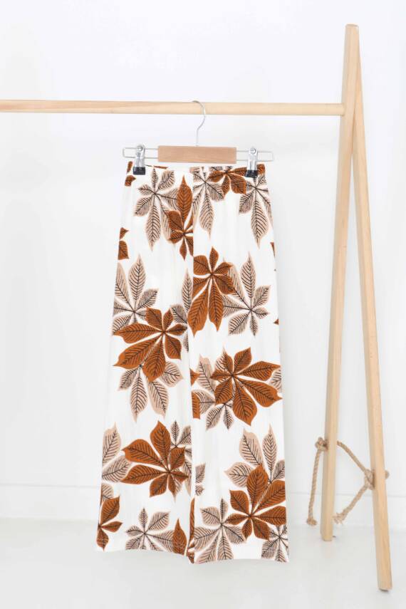 Kız Çocuk Kahve Desenli Pantolon - 27378 - 1