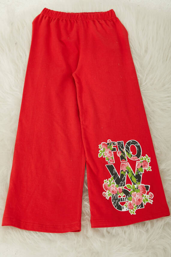 Kız Çocuk Kirmizi Baskılı Pijama Altı - 26090 - 1