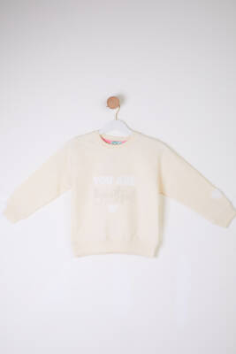 Kız Çocuk Krem Beautiful Sweatshirt - 26105 