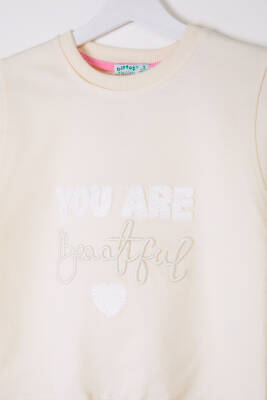 Kız Çocuk Krem Beautiful Sweatshirt - 26105 - 2