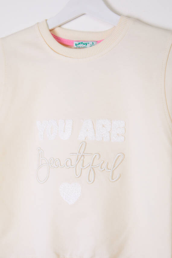 Kız Çocuk Krem Beautiful Sweatshirt - 26105 - 2