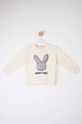 Kız Çocuk Krem Tavşan Sweatshirt - 26101 