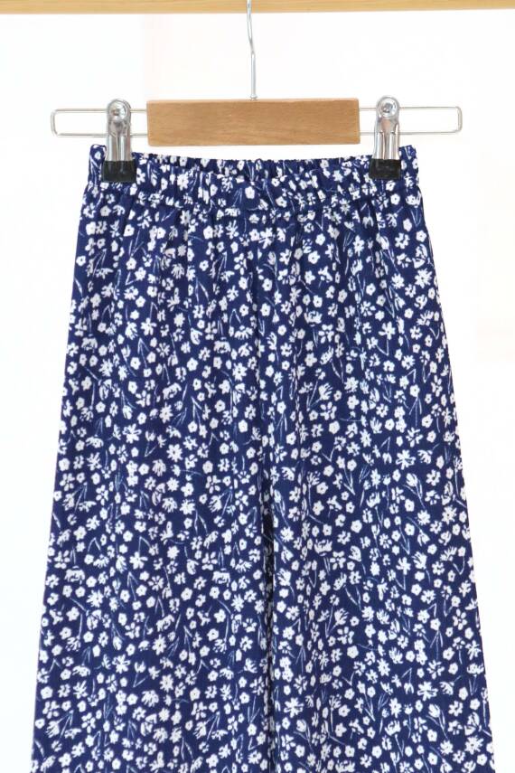 Kız Çocuk Lacivert Çiçek Desenli Pantolon - 27307 - 2