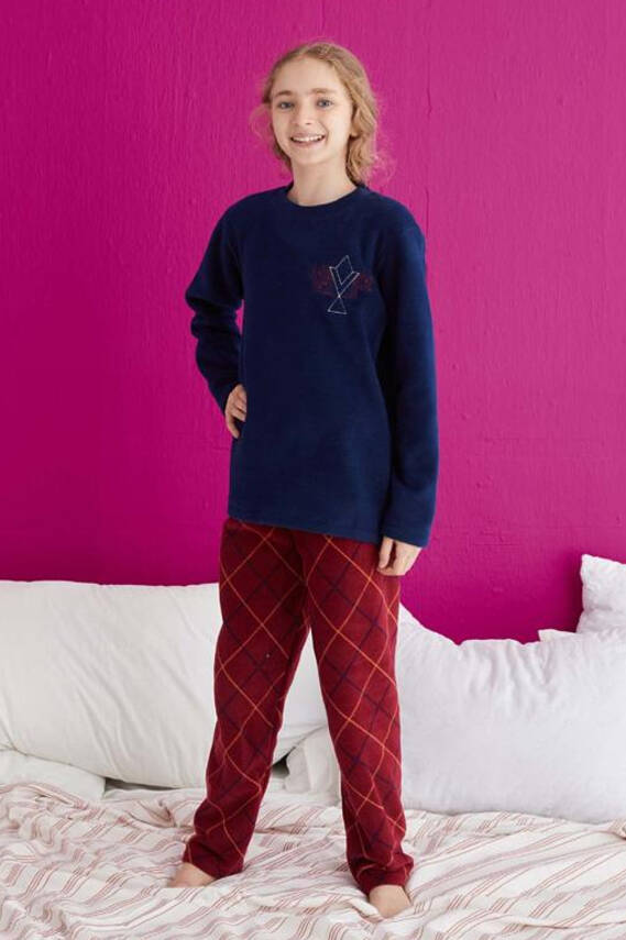 Kız Çocuk Lacivert Pijama Takımı - 23932 - 1