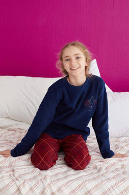 Kız Çocuk Lacivert Pijama Takımı - 23932 - 2