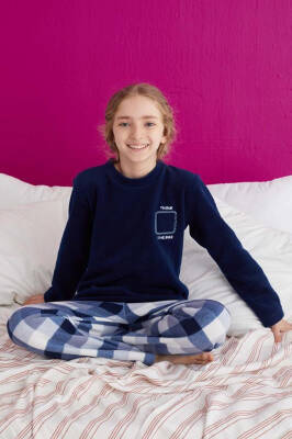 Kız Çocuk Lacivert Pijama Takımı - 23934 - 1