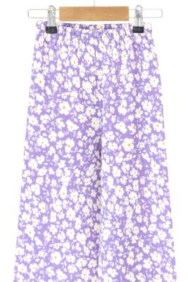 Kız Çocuk Lila Çiçek Desenli Pantolon - 27308 - 2