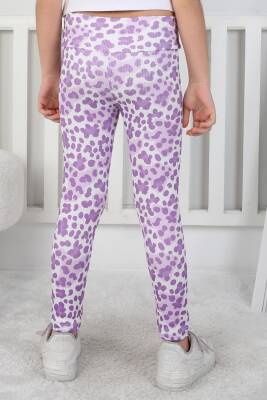 Kız Çocuk Lila Leopar Desenli Tayt - 26802 - 4