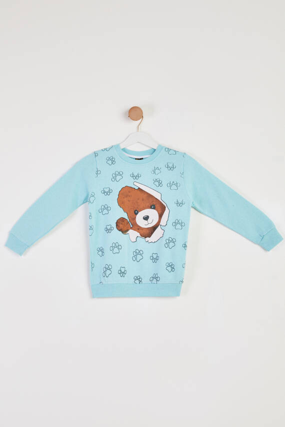 Kız Çocuk Mint Baskılı Sweatshirt - 26441 - 1