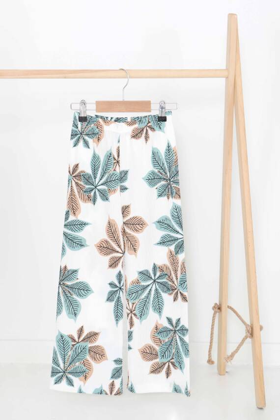 Kız Çocuk Mint Desenli Pantolon - 27378 - 1