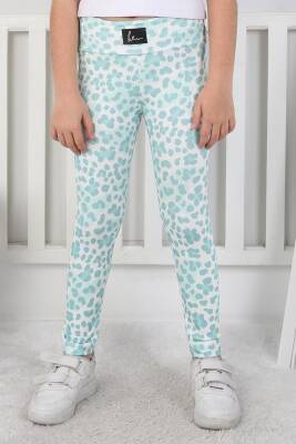 Kız Çocuk Mint Leopar Desenli Tayt - 26802 - 2