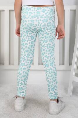 Kız Çocuk Mint Leopar Desenli Tayt - 26802 - 4