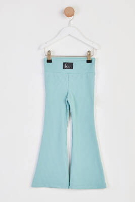 Kız Çocuk Mint Şardonlu İspanyol Paça Pantolon - 26467 