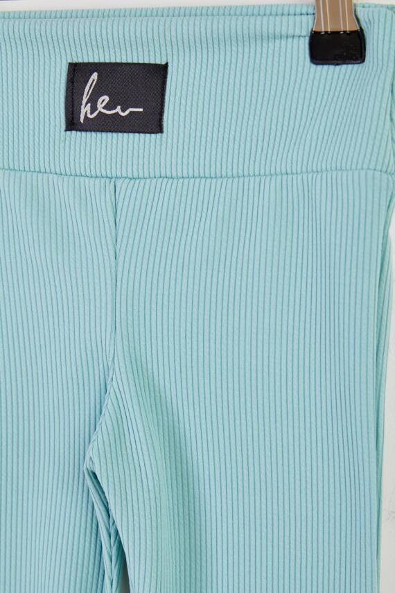 Kız Çocuk Mint Şardonlu İspanyol Paça Pantolon - 26467 - 2