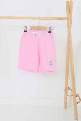 Kız Çocuk Pembe Baskılı Şort - 27332 - 1