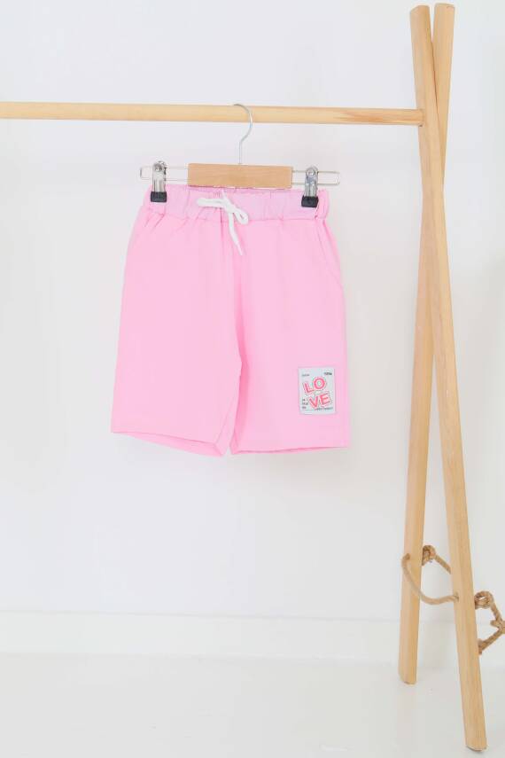 Kız Çocuk Pembe Baskılı Şort - 27332 - 1