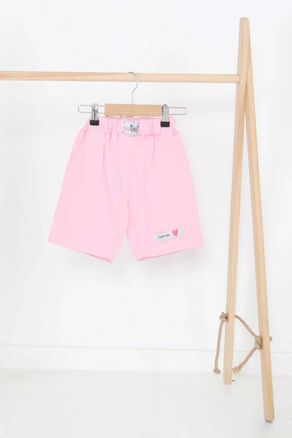 Kız Çocuk Pembe Baskılı Şort - 27333 - 1