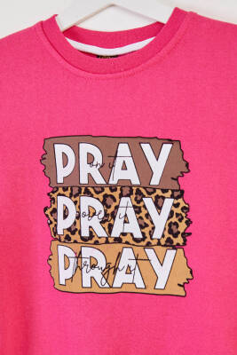 Kız Çocuk Pembe Baskılı Sweatshirt - 26442 - 2