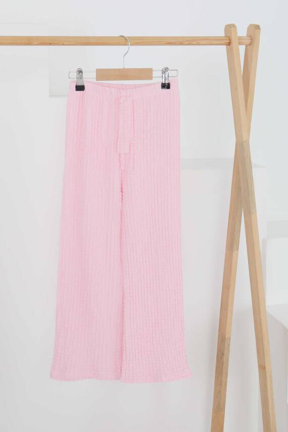Kız Çocuk Pembe Beli Lastikli Pantolon - 27447 - 1