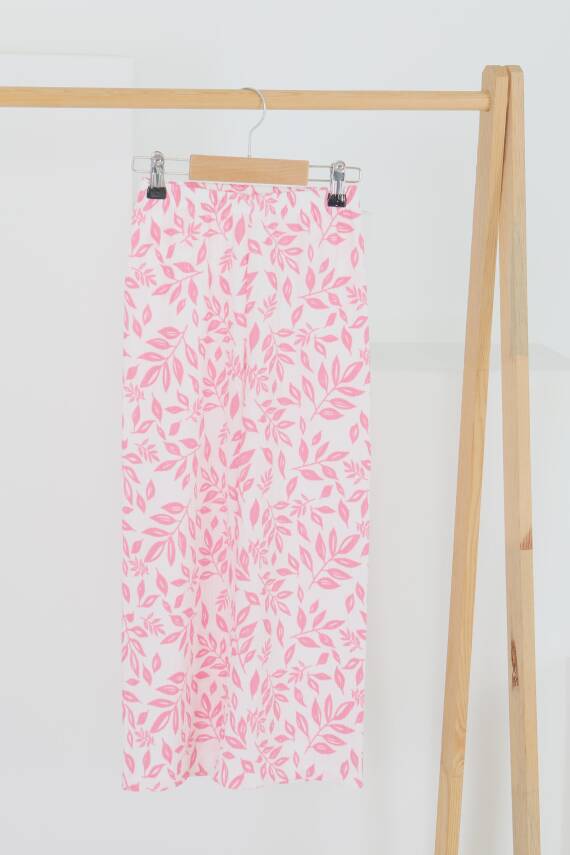 Kız Çocuk Pembe Çiçek Desenli Pantolon - 27499 - 1