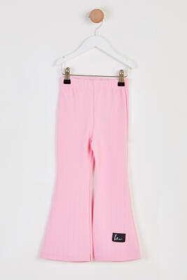 Kız Çocuk Pembe Çizgili İspanyol Paça Pantolon - 26466 