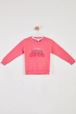 Kız Çocuk Pembe Nakışlı Sweatshirt - 26457 