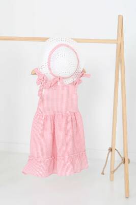 Kız Çocuk Pembe Şapkalı Elbise - 27050 