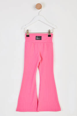 Kız Çocuk Pembe Şardonlu İspanyol Paça Pantolon - 26467 