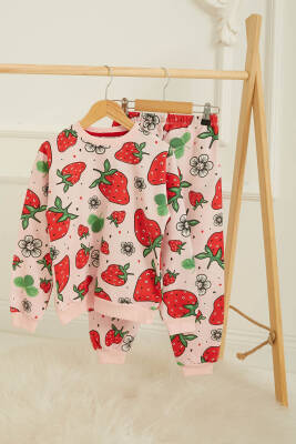 Kız Çocuk Pudra Baskılı Pijama Takımı - 26808 - 1