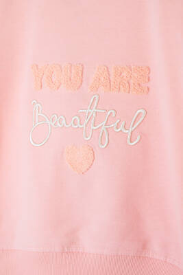 Kız Çocuk Pudra Beautiful Sweatshirt - 26105 - 2