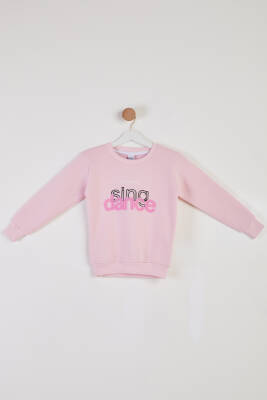 Kız Çocuk Pudra Nakışlı Sweatshirt - 26457 