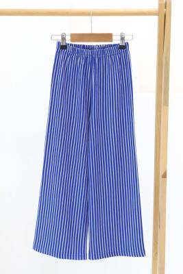 Kız Çocuk Saks Çizgili Pantolon - 27306 - 1
