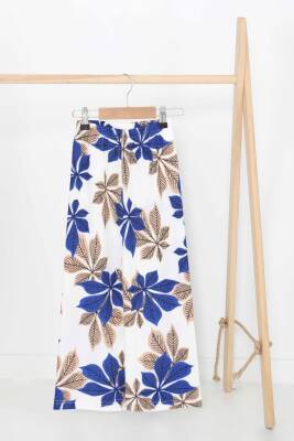 Kız Çocuk Saks Desenli Pantolon - 27378 