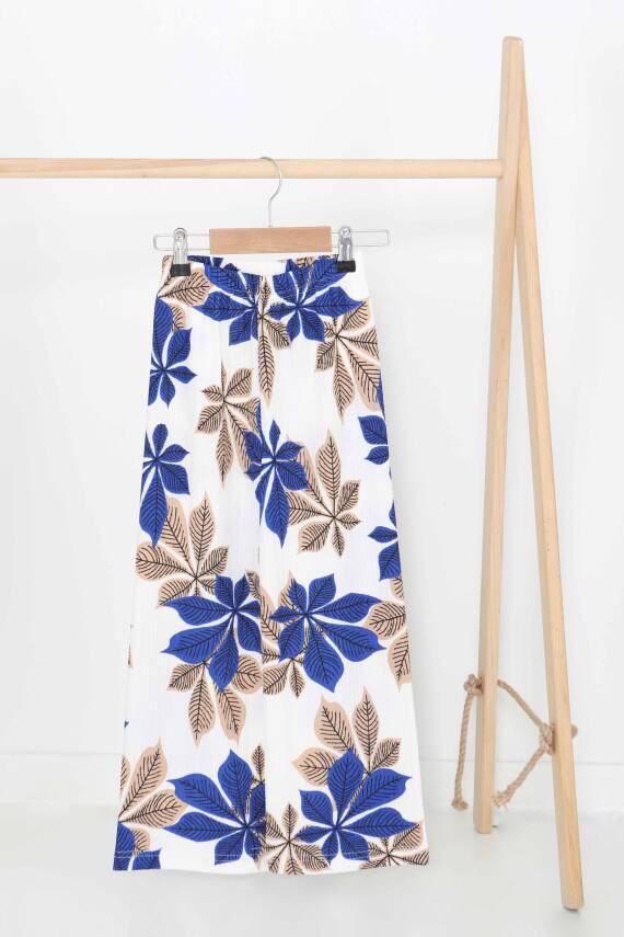 Kız Çocuk Saks Desenli Pantolon - 27378 - 1