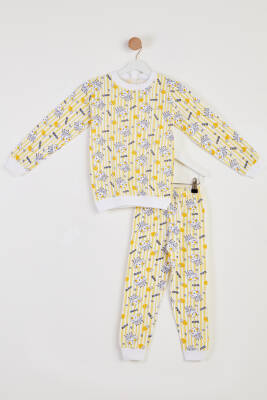 Kız Çocuk Sari Baskılı Pijama Takımı - 26449 - 1