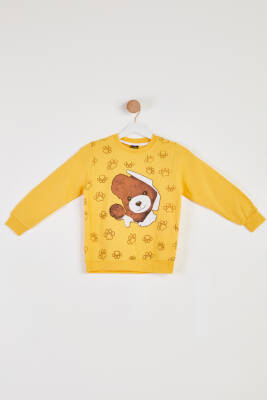 Kız Çocuk Sari Baskılı Sweatshirt - 26441 
