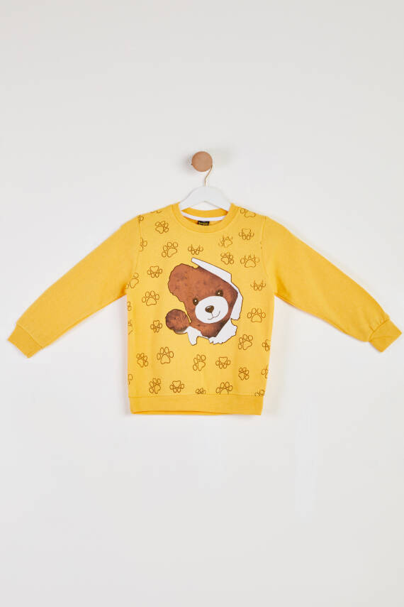 Kız Çocuk Sari Baskılı Sweatshirt - 26441 - 1